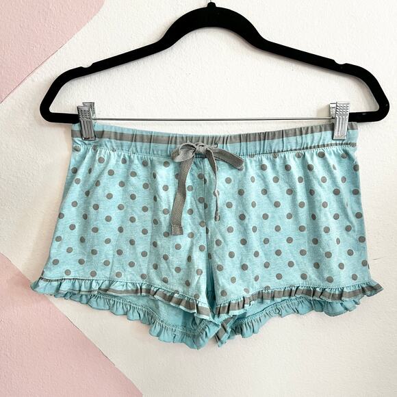 Joe Boxer Polka‎ Dot Ruffle Hem Pajama Shorts Y2K Coquette 2000s Medium - Picture 1 of 6